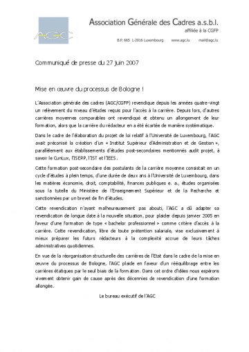 Communiqué 20070627