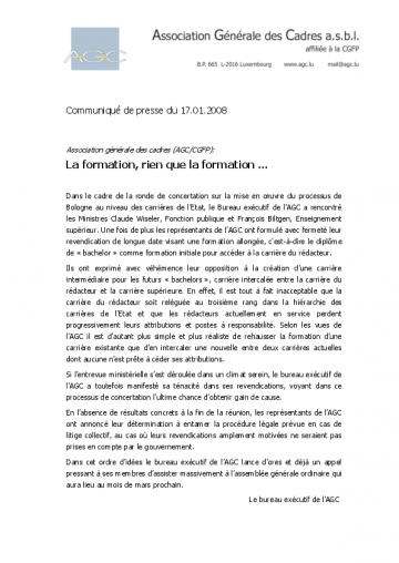 Communiqué 20080117