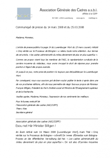 Communiqué 20080314