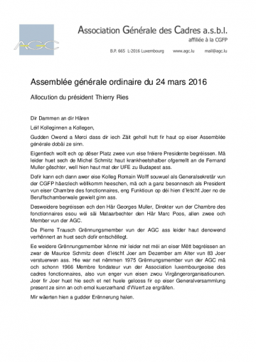 Allocution AGO 2016