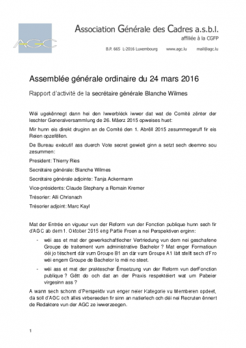 Rapport AGO 2016