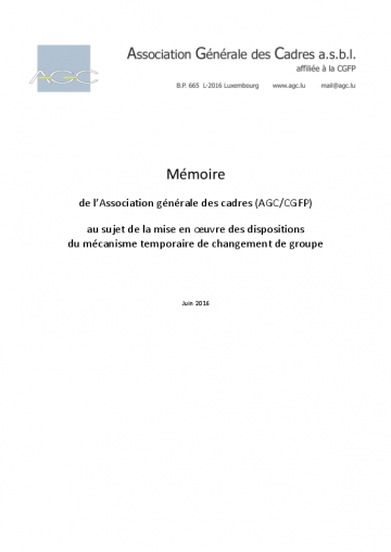 Mémoire AGC - Mécanisme temporaire de changement de groupe