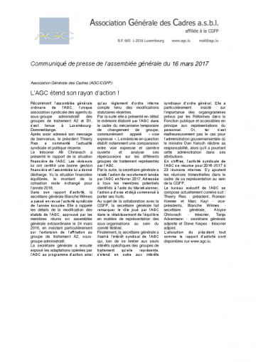 Communiqué AGC AGO 2017