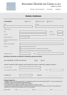 Bulletin d'adhésion