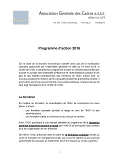 Programme d'action 2016