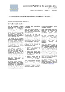 Communiqué 04.04.2011
