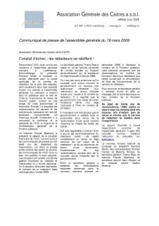 Communiqué 19.03.2009