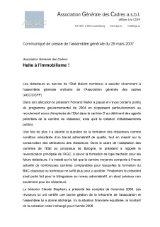 Communiqué 29.03.2007
