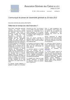 Communiqué 30.03.2012