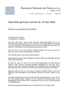 Allocution AGO 2009