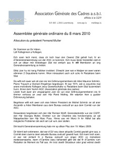 Allocution AGO 2010