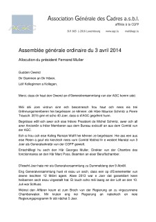 Allocution AGO 2014