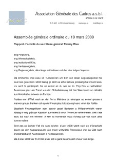 Rapport d'activité AGO 2009