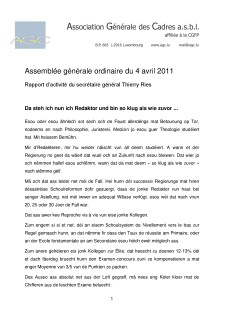 Rapport d'activité AGO 2011