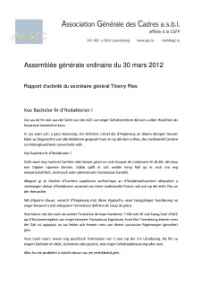 Rapport d'activité AGO 2012