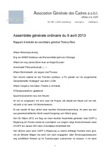 Rapport d'activité AGO 2013