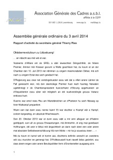 Rapport d'activité AGO 2014