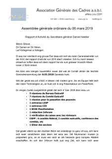 Rapport d'activité AGO 2019
